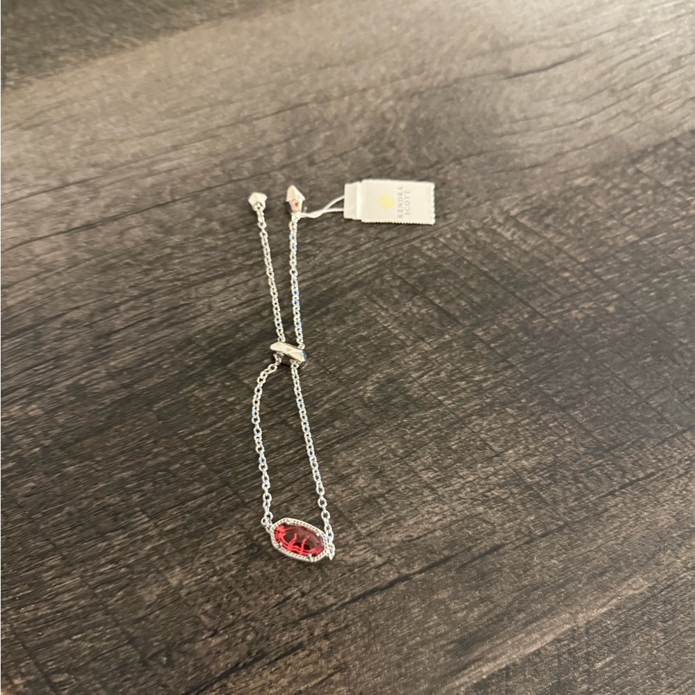 NWT Kendra Scott Silver Bracelet with Red Stone